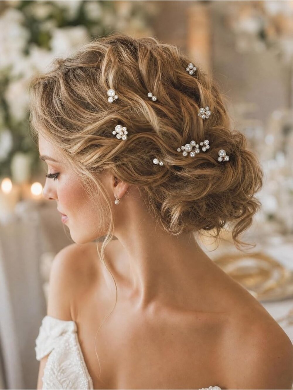 Women's 9 Pieces Rhinestone Crystal Handmade Bridesmaid Floral Pearl Hair Pins